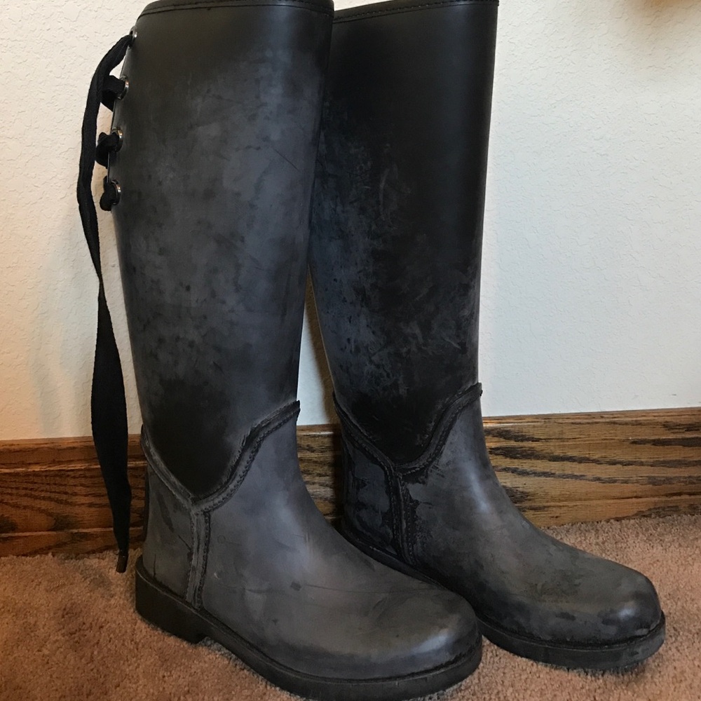 Coach Black Knee-High Rain Boots